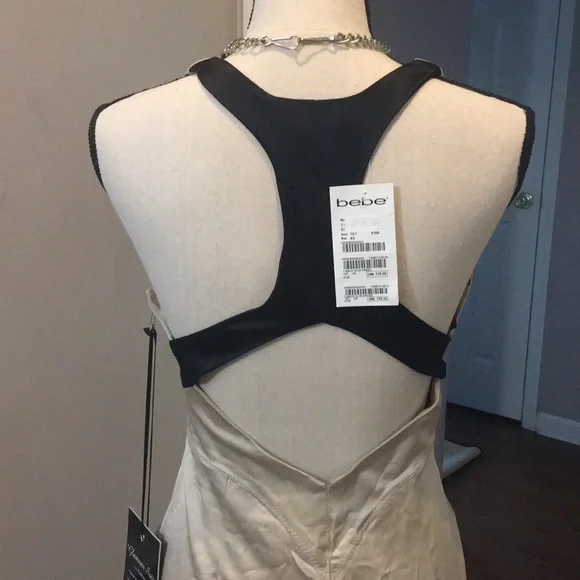 NWT Bebe glamour satin T back slim dress xs - Picture 2 of 8